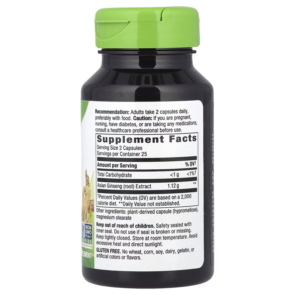 Екстракт кореня азіатського женьшеню Nature's Way Asian Ginseng 560 mg, 50 вегакапсул для підвищення життєвого тонусу. Фото 2
