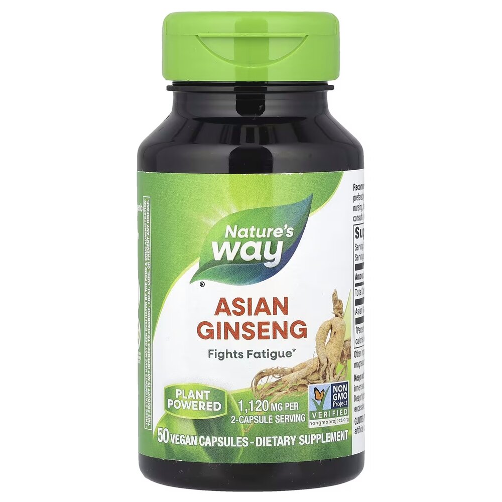 Екстракт кореня азіатського женьшеню Nature's Way Asian Ginseng 560 mg, 50 вегакапсул для підвищення життєвого тонусу