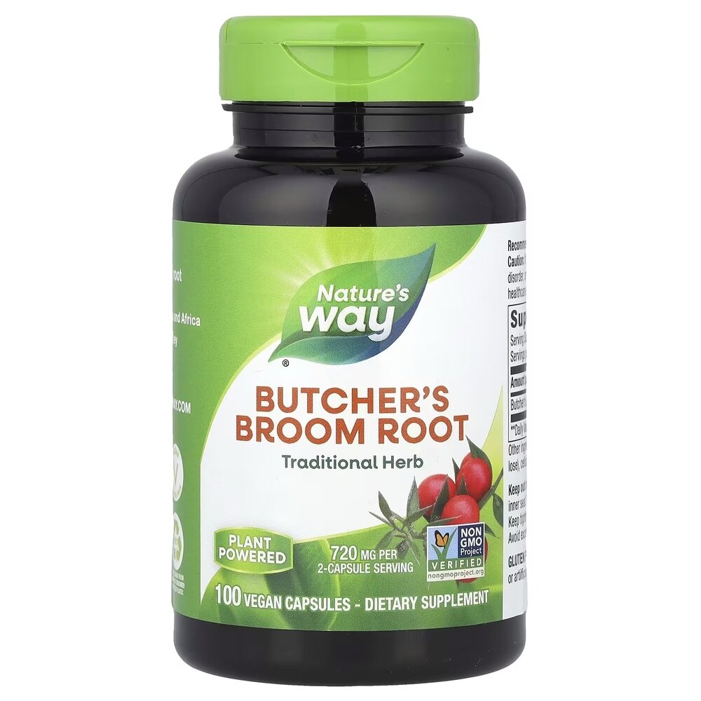 Корінь рускусу Nature's Way Butcher's Broom Root 940 mg, 100 капсул для підтримки здоров'я венозної системи