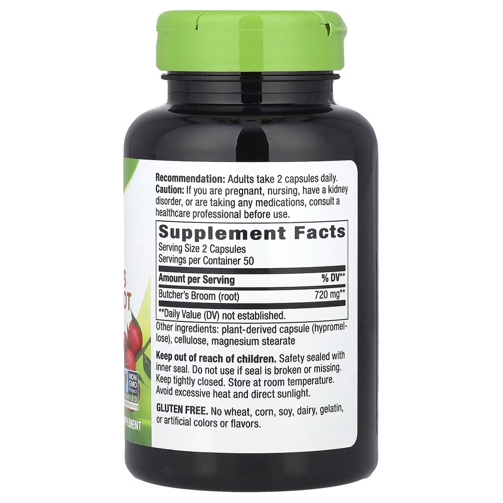 Корінь рускусу Nature's Way Butcher's Broom Root 940 mg, 100 капсул для підтримки здоров'я венозної системи. Фото 2