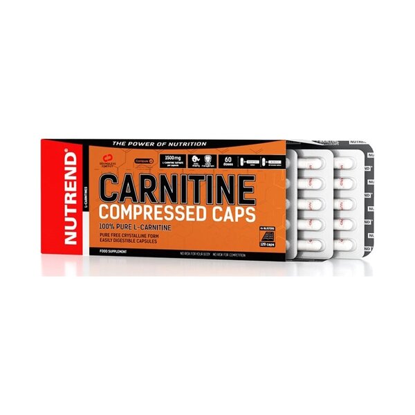 Карнітин тартрат Nutrend Carnitine Compressed Caps, 120 капсул для підтримки продуктивності та дієти
