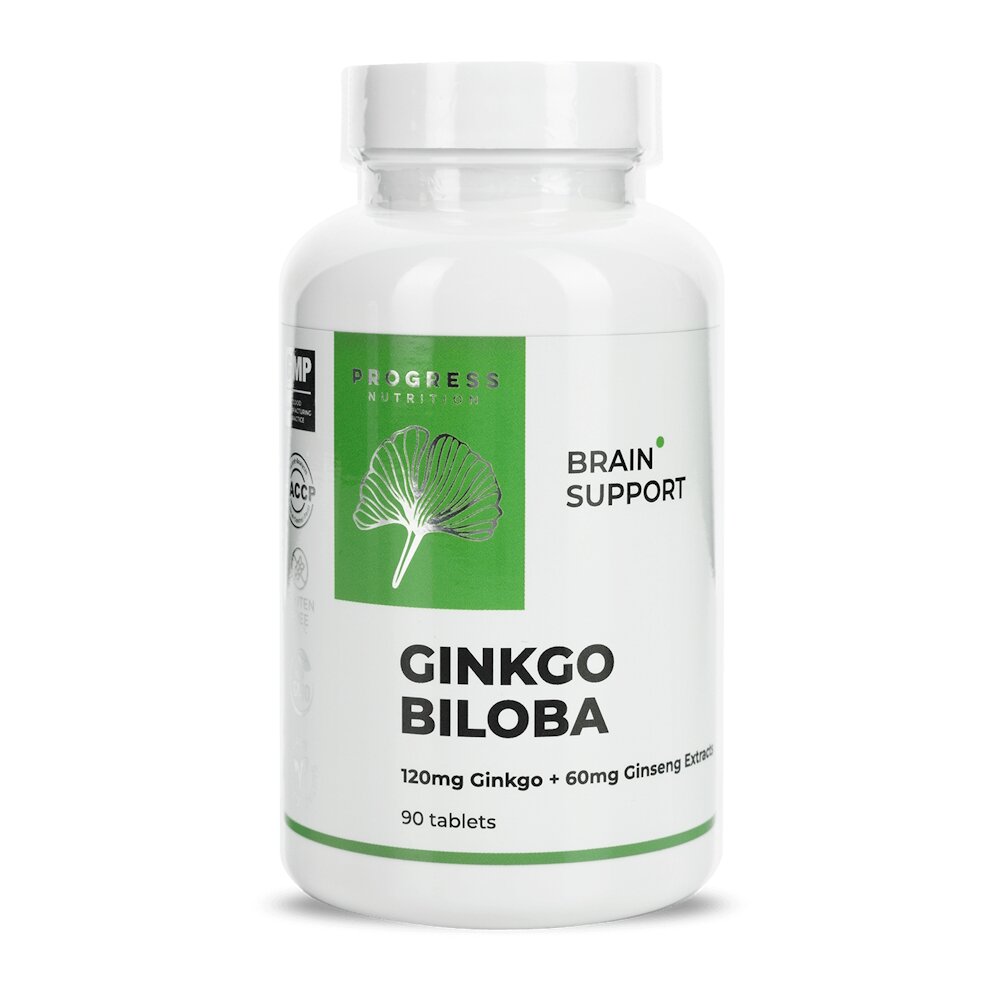 Екстракт гінкго білоба та женьшеню корейського Progress Nutrition Ginkgo Biloba + Ginseng Extracts, 90 таблеток