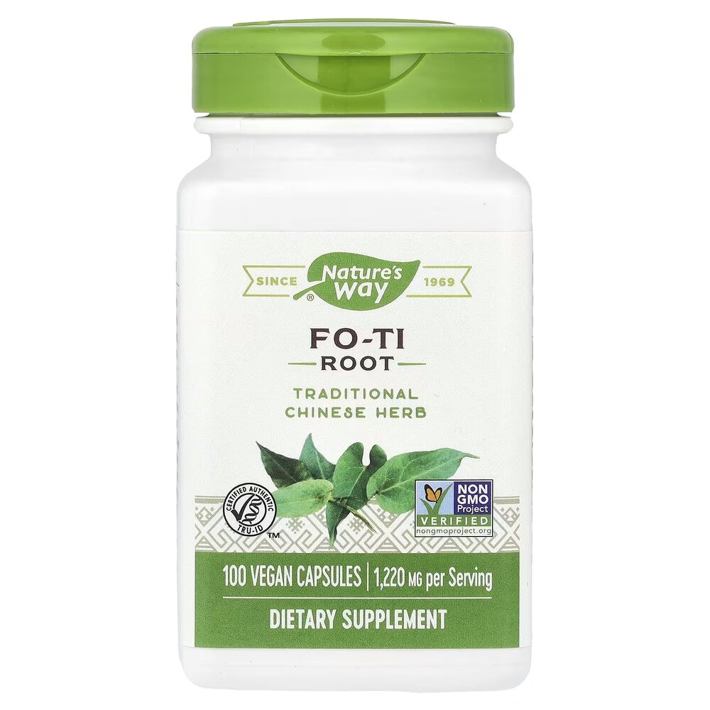 Корень гірчака багатоквіткового Nature's Way Fo-Ti Root, 100 вегакапсул для підтримки волосся, шкіри та нігтів