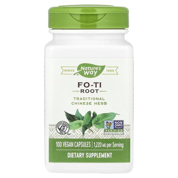 Корень горца многоцветкового Nature's Way Fo-Ti Root, 100 вегакапсул для поддержки волос, кожи и ногтей