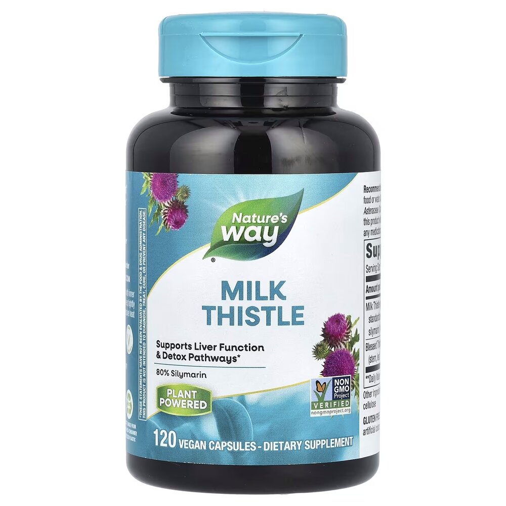Екстракт насіння розторопші Nature's Way Milk Thistle, 120 вегакапсул для підтримки печінки
