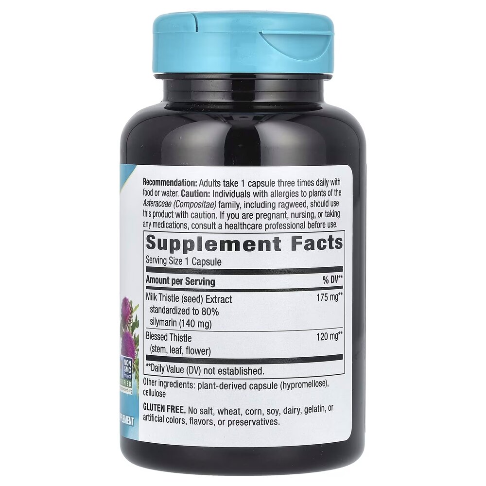 Екстракт насіння розторопші Nature's Way Milk Thistle, 120 вегакапсул для підтримки печінки. Фото 2