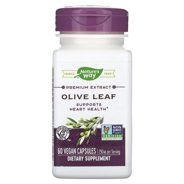 Экстракт оливы Nature's Way Olive Leaf Premium Extract, 60 капсул для поддержки сердца и иммунной системы