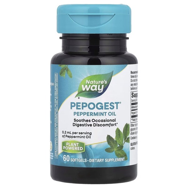 Олія м'яти перцевої Nature's Way Pepogest, 60 капсул для підтримки травної системи