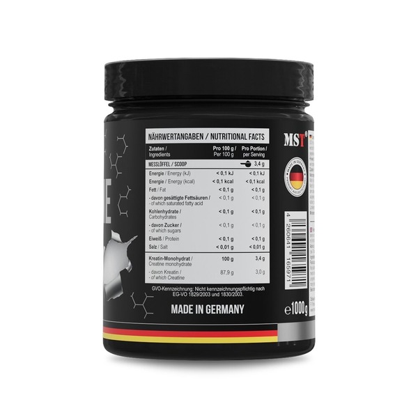 Креатин моногідрат MST Nutrition Creatine Micronised, 1 кг для підтримки м'язового росту. Фото 2