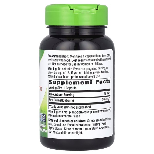 Ягоди пальметто Nature's Way Saw Palmetto Berries, 100 вегакапсул для підтримки передміхурової залози. Фото 2