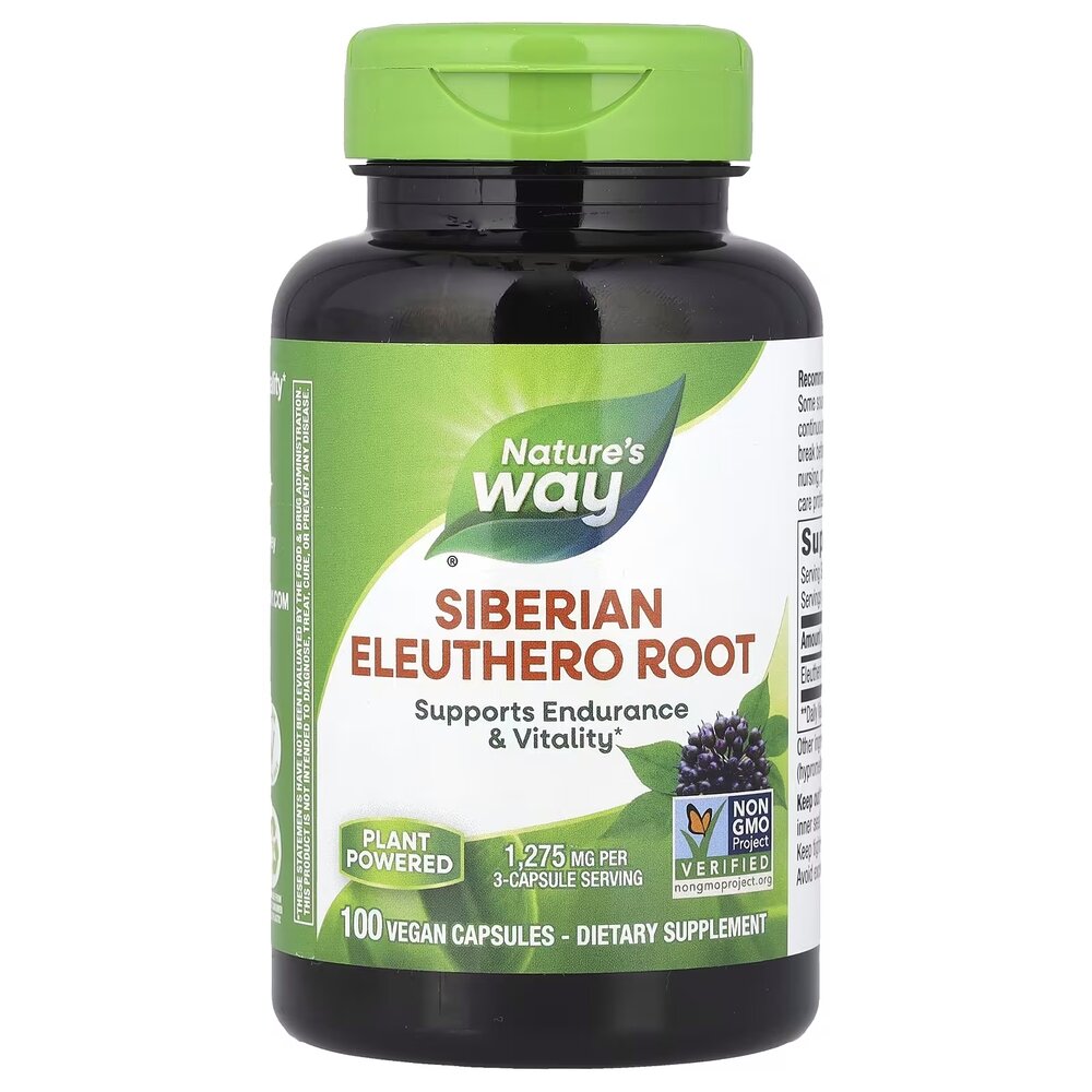 Екстракт кореня сибірського елеутерококу Nature's Way Siberian Eleuthero Root, 100 вегакапсул