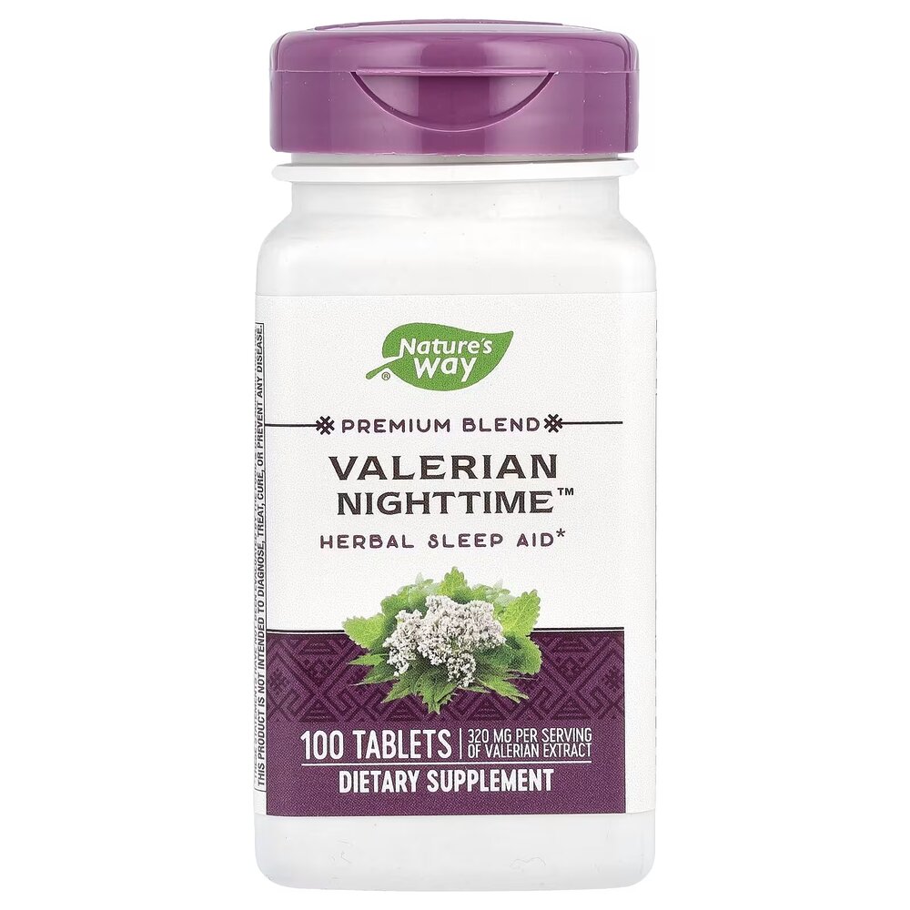 Экстракты валерианы и мелиссы Nature's Way Valerian Nighttime, 100 таблеток для хорошего сна