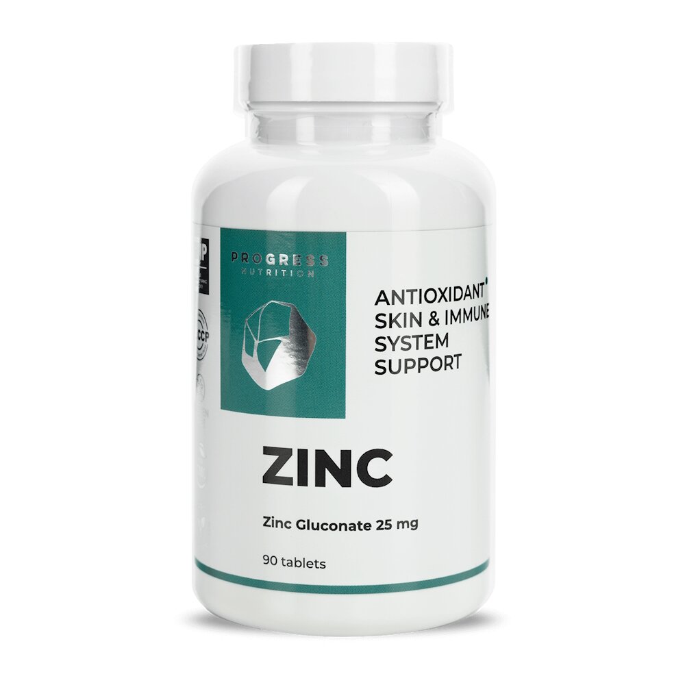 Цинк глюконат Progress Nutrition Zinc Gluconate 25 mg, 90 таблеток для поддержки иммунной системы