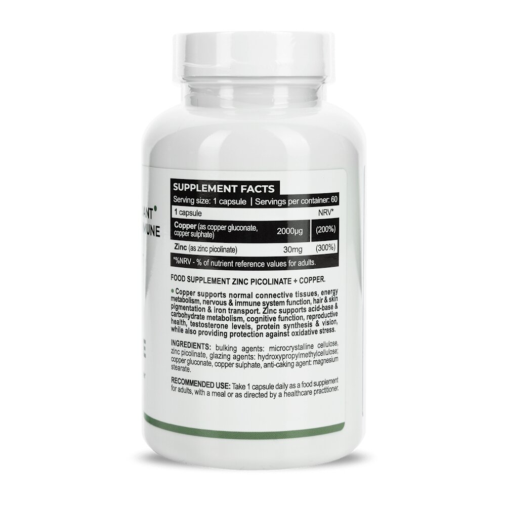 Цинк пиколинат Progress Nutrition Zinc Picolinate 30 mg + Copper, 60 капсул для поддержки иммунной системы. Фото 2