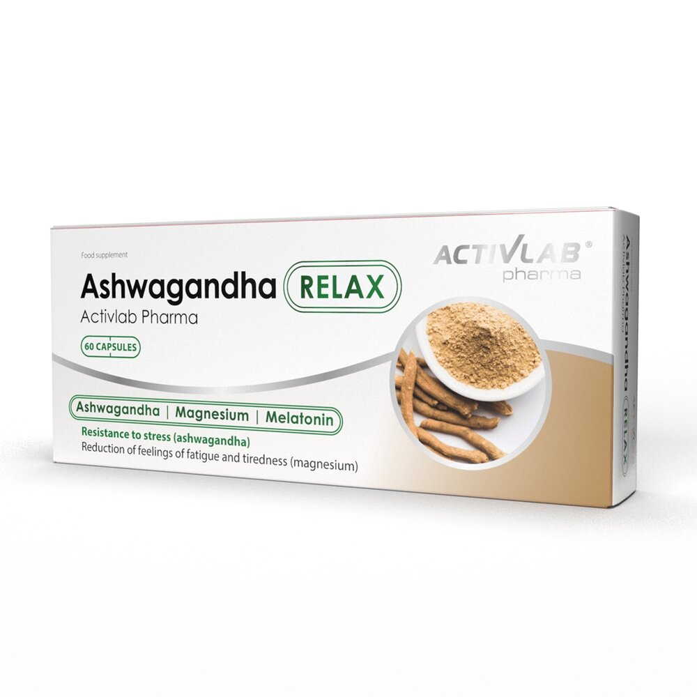 Ашваганда з мелатоніном ActivLab Pharma Ashwagandha Relax, 60 капсул для заспокоення і гарного сну