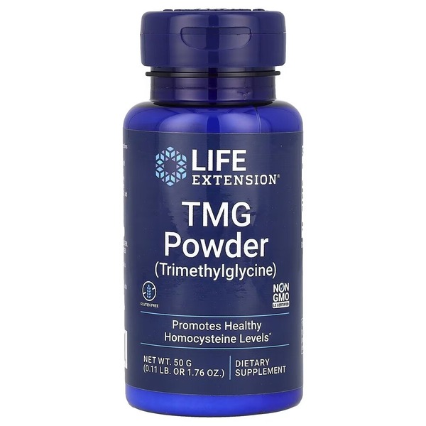 Триметилглицин Life Extension TMG Powder, 50 грамм для поддержки сердечно-сосудистой системы