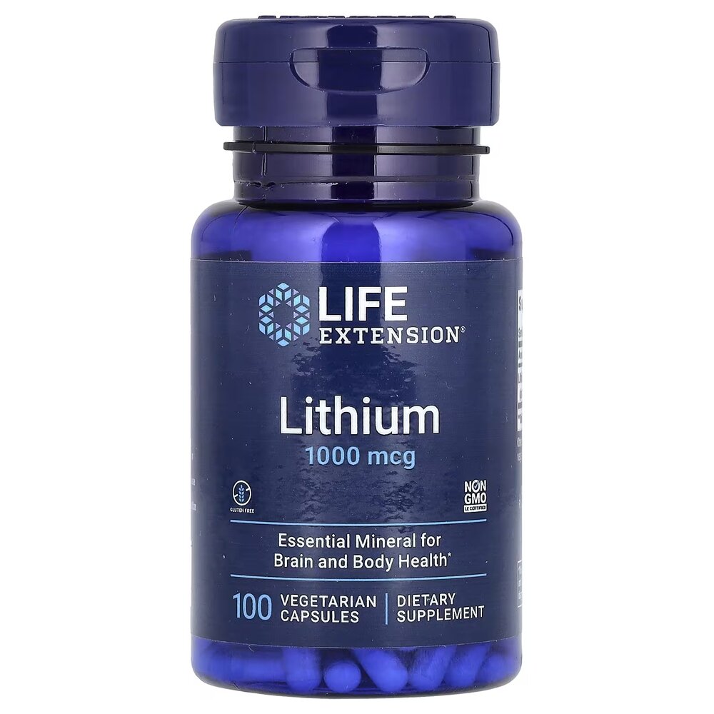 Літій оротат Life Extension Lithium 1000 mg, 100 вегакапсул для підтримки здоров'я мозку