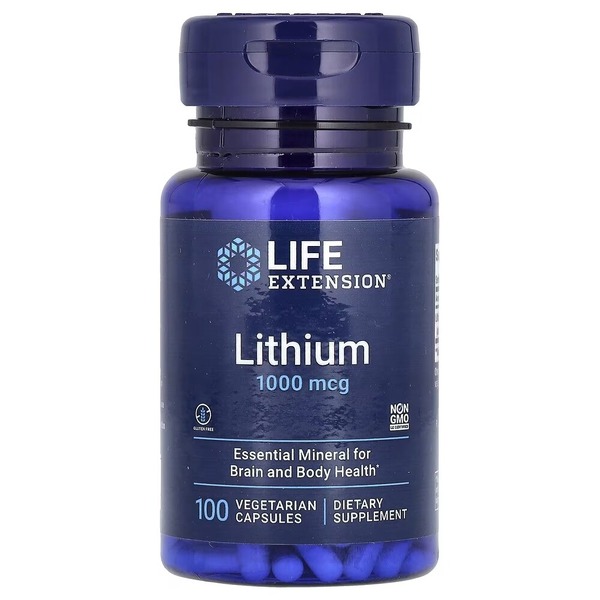 Літій оротат Life Extension Lithium 1000 mg, 100 вегакапсул для підтримки здоров'я мозку