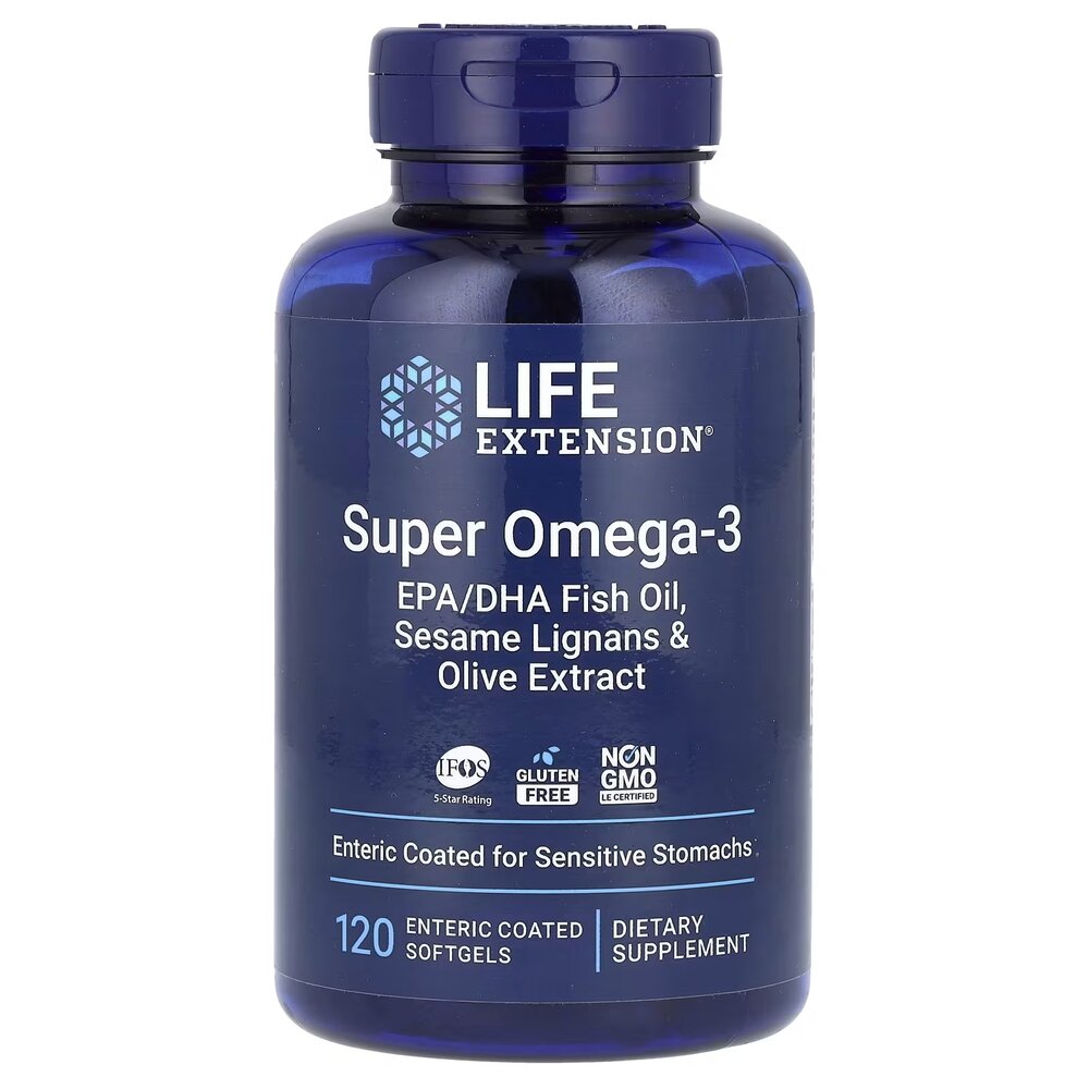 Омега-3 Life Extension Super Omega-3 Plus, 120 капсул для поддержки сердца и мозга