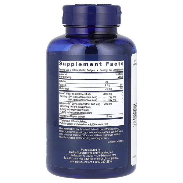 Омега-3 Life Extension Super Omega-3 Plus, 120 капсул для поддержки сердца и мозга. Фото 2