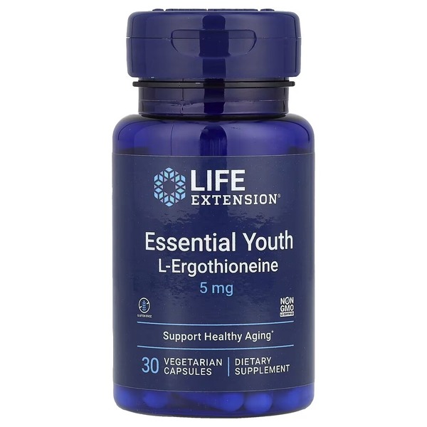 Екстракт меліси та L-теанін Life Extension Essential Youth L-Ergothioneine 5 mg, 30 вегакапсул