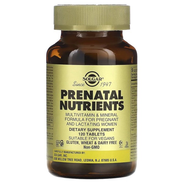 Комплексний препарат Solgar Prenatal Nutrients Multivitamin & Mineral, 120 таблеток для вагітних і жінок, що годують