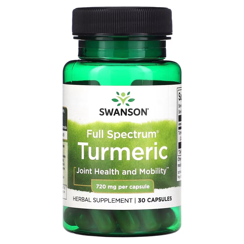 Куркума Swanson Turmeric 720 mg Full Spectrum, 30 капсул для підтримки здоров'я суглобів та шкіри
