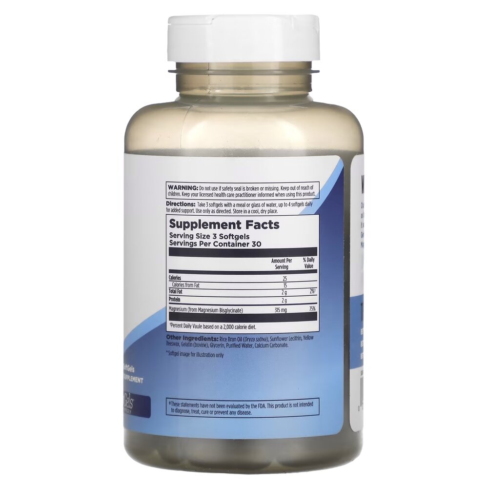 Магний глицинат KAL Magnesium Glycinate 315 mg, 90 таблеток для поддержки мышц, костей и нервной системы. Фото 2