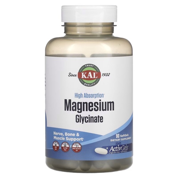 Магний глицинат KAL Magnesium Glycinate 315 mg, 90 таблеток для поддержки мышц, костей и нервной системы