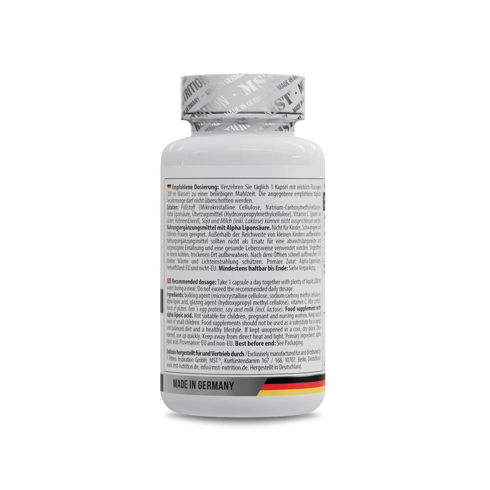Альфа-липоевая кислота MST Nutrition Alpha Lipoic Acid, 60 капсул с витамином С. Фото 3