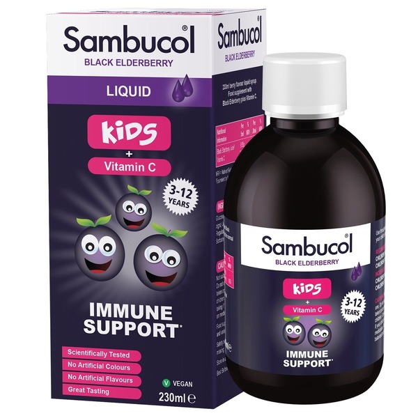 Экстракт черной бузины, витамин С Sambucol Black Elderberry For Kids, 230 мл для детей