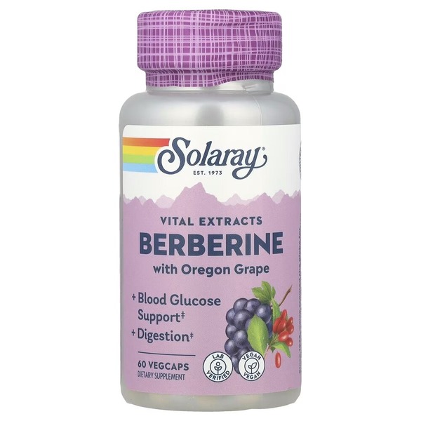 Берберин і корінь орегонського винограду Solaray Berberine with Oregon Grape, 60 вегакапсул для підтримки організму