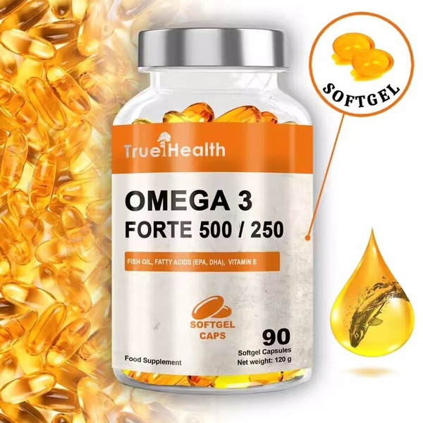 Рыбий жир True Health Omega 3 Forte 500/250, 90 капсул. Фото 2