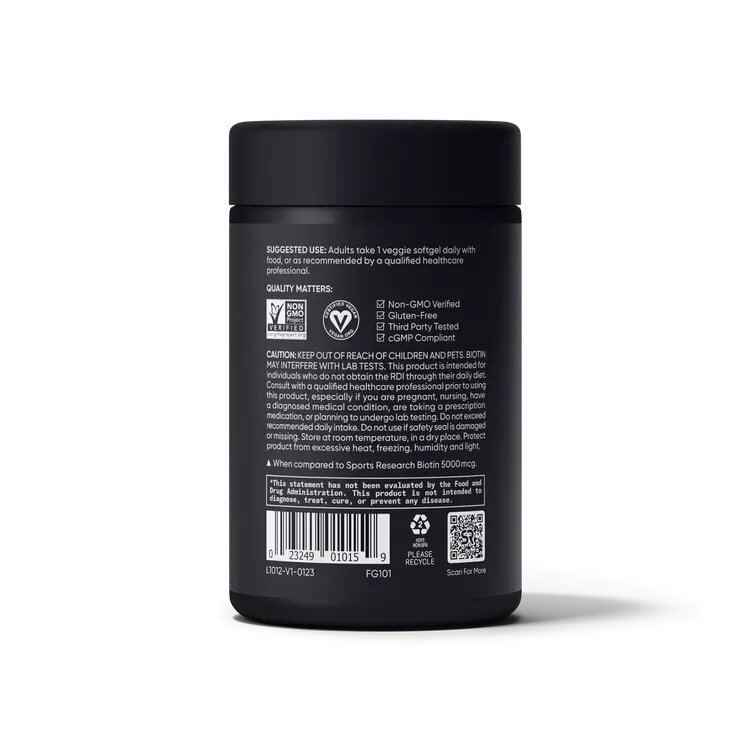 Біотин Sports Research Biotin 10000 mcg Max Stregth, 120 капсул. Фото 3