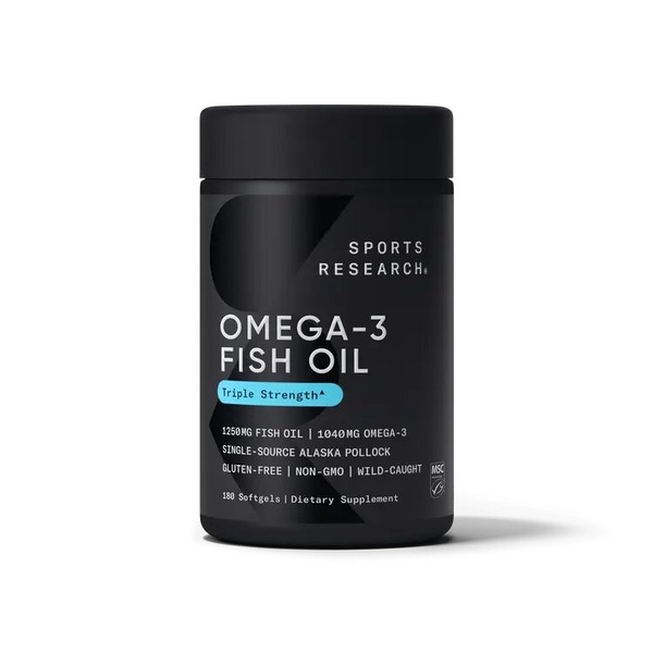 Рыбий жир Sports Research Omega-3 Fish Oil 1250 mg Triple Strength, 180 капсул