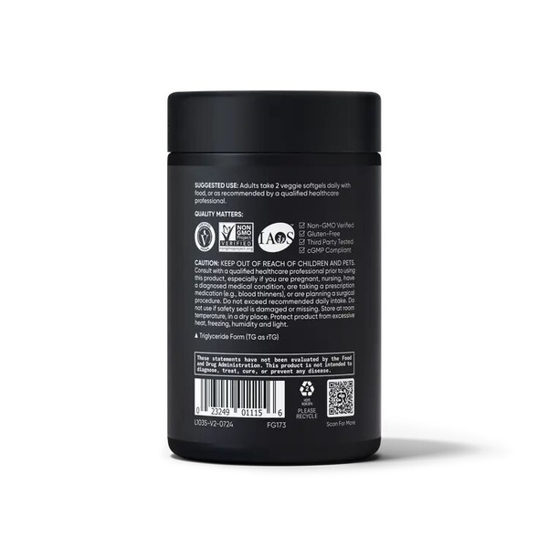 Омега 3 Sports Research Vegan Omega-3 1400 mg, 60 капсул з концентрату рослинної водоростевої олії. Фото 3