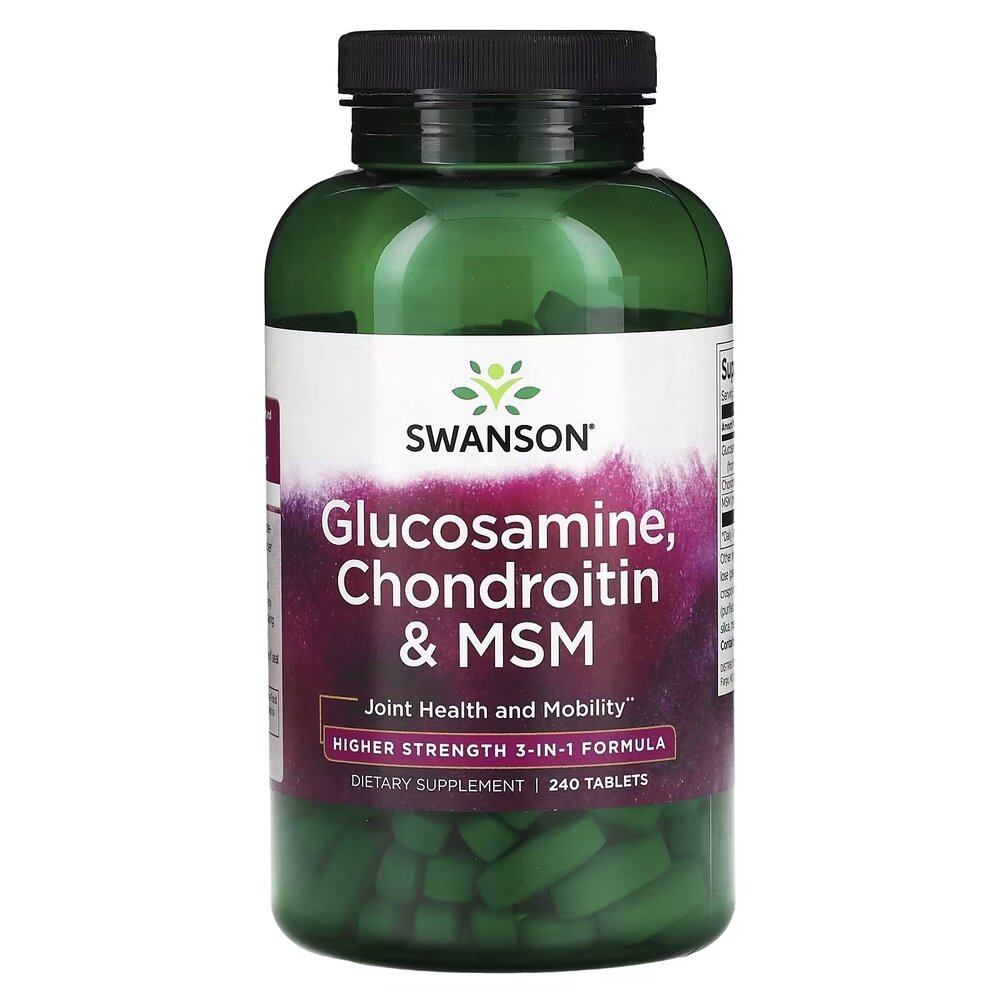 Хондропротектор Swanson Glucosamine, Chondroitin & MSM (1 per day) Highest Strength, 240 таблеток