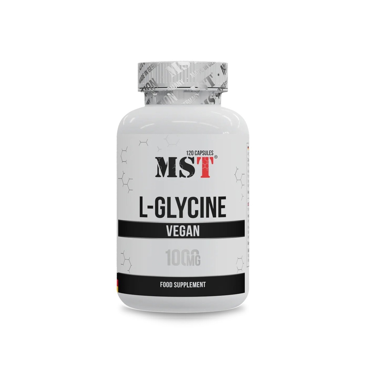 Гліцин MST Nutrition Glycine 1000 mg, 120 капсул для підтримки нервової системи