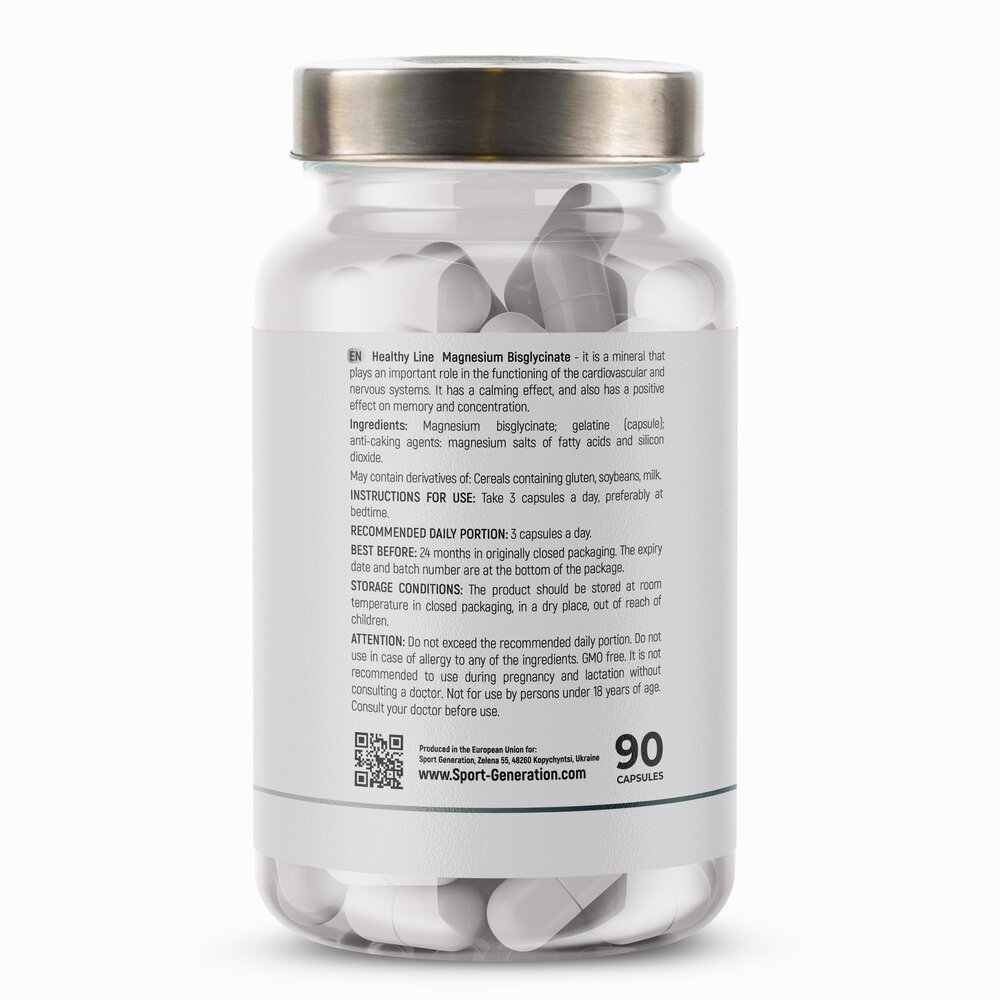 Магний бисглицинат Sport Generation Healthy Line Magnesium Bisglycinate, 90 капсул. Фото 2