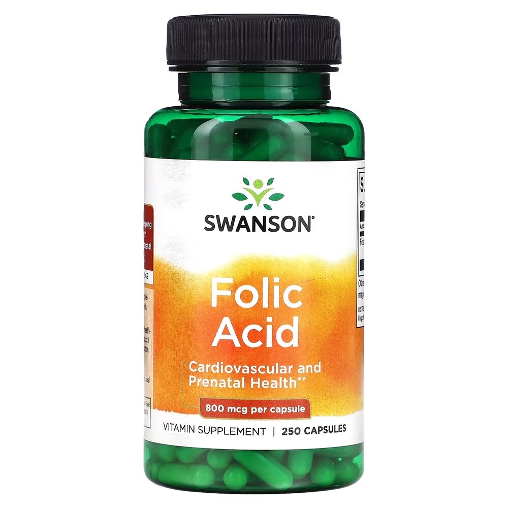 Фолиевая кислота Swanson Folic Acid 800 mcg, 250 капсул