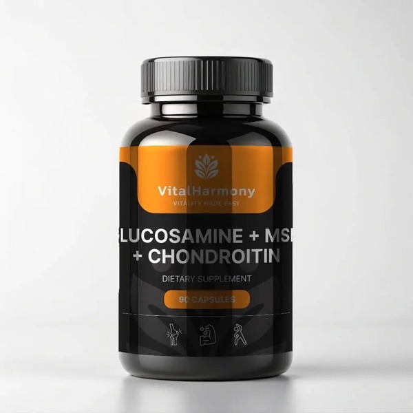 Хондропротектор VitalHarmony Glucosamine + MSM + Chondroitin, 90 капсул