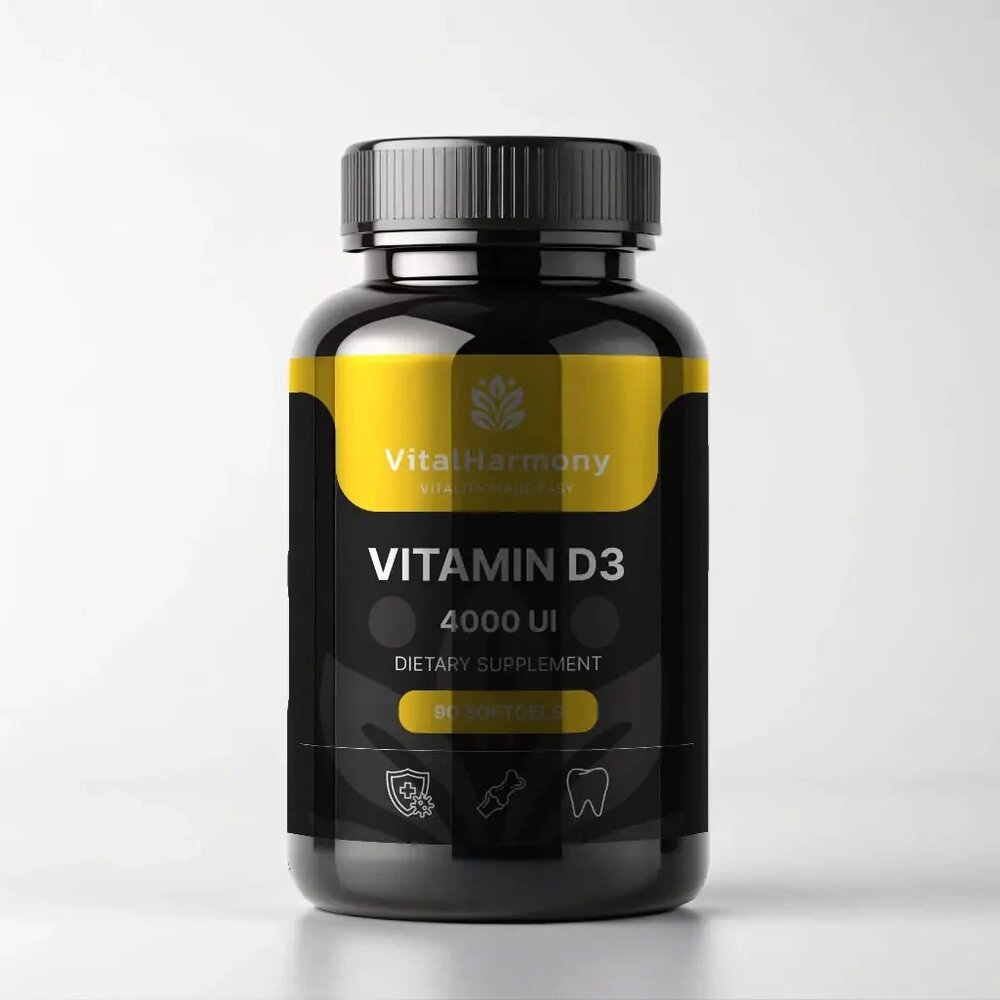 Холекальциферол VitalHarmony Vitamin D3 4000 UI, 90 капсул для поддержки иммунной системы