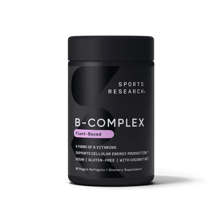 Комплекс витаминов группы B Sports Research Vitamin B-Complex, 60 капсул для поддержания энергии и нервной системы