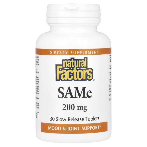 Аминокислота Natural Factors SAMe 200 mg, 30 таблеток для поддержания настроения и печени