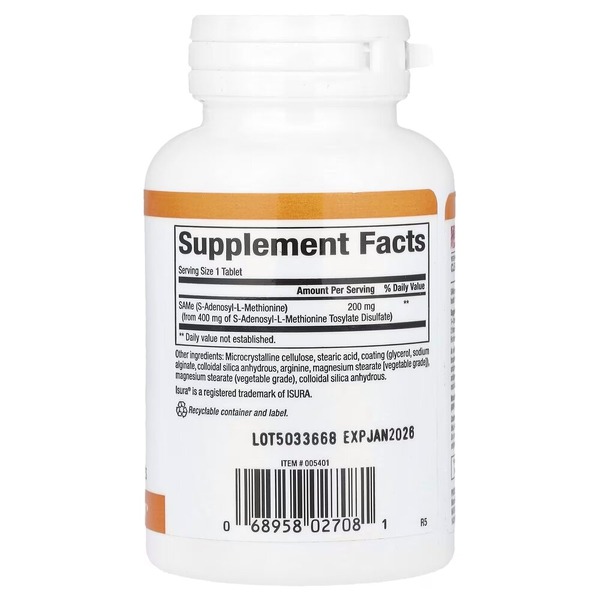 Аминокислота Natural Factors SAMe 200 mg, 60 таблеток для поддержания настроения и печени. Фото 2