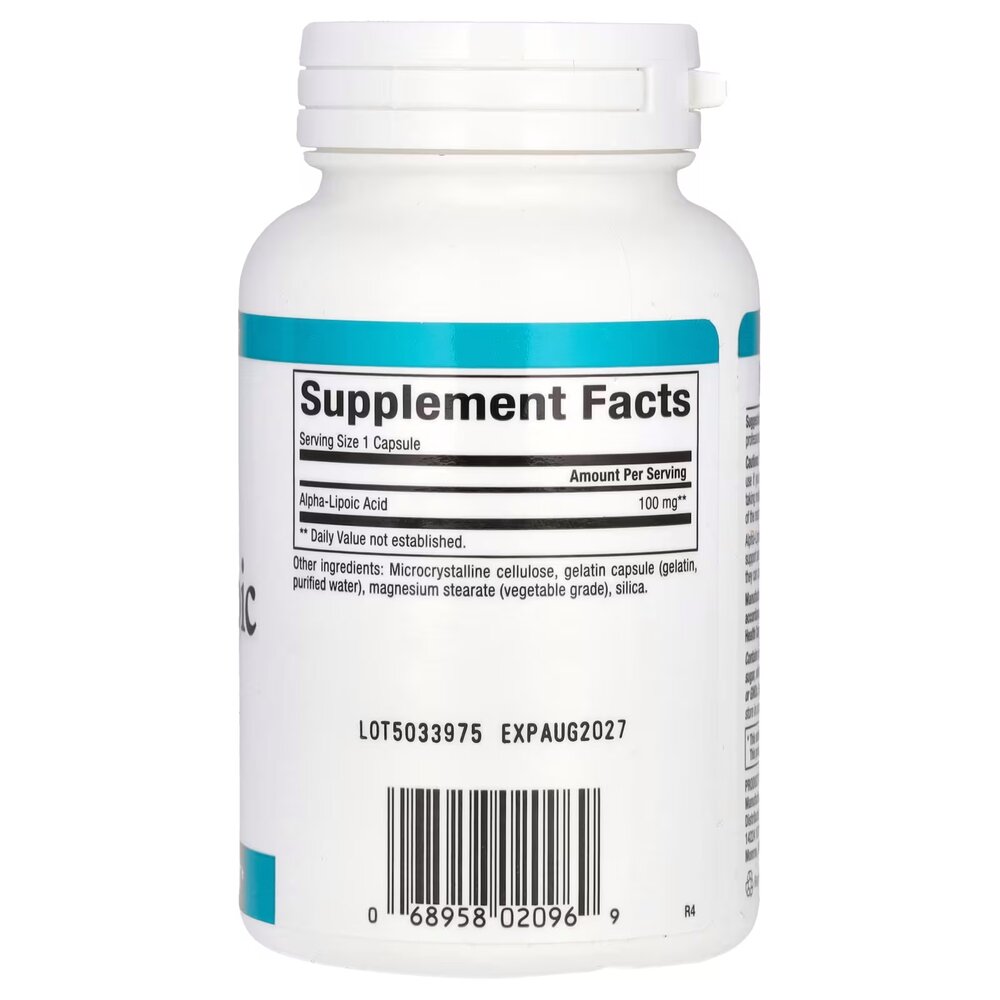 Альфа-ліпоєва кислота Natural Factors Alpha-Lipoic Acid 100 mg, 120 капсул для антиоксидантного захисту. Фото 2