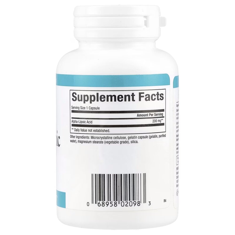Альфа-ліпоєва кислота Natural Factors Alpha-Lipoic Acid 200 mg, 60 капсул для антиоксидантного захисту. Фото 2