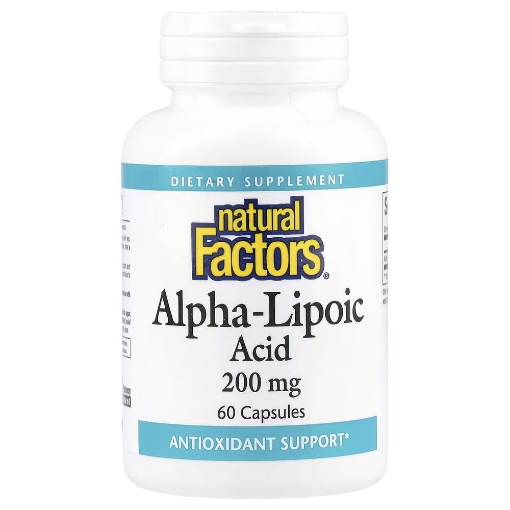 Альфа-ліпоєва кислота Natural Factors Alpha-Lipoic Acid 200 mg, 60 капсул для антиоксидантного захисту