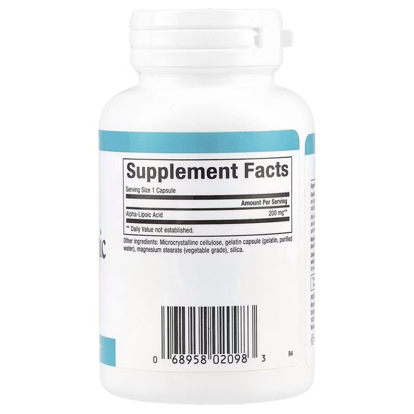 Альфа-ліпоєва кислота Natural Factors Alpha-Lipoic Acid 200 mg, 60 капсул для антиоксидантного захисту. Фото 2