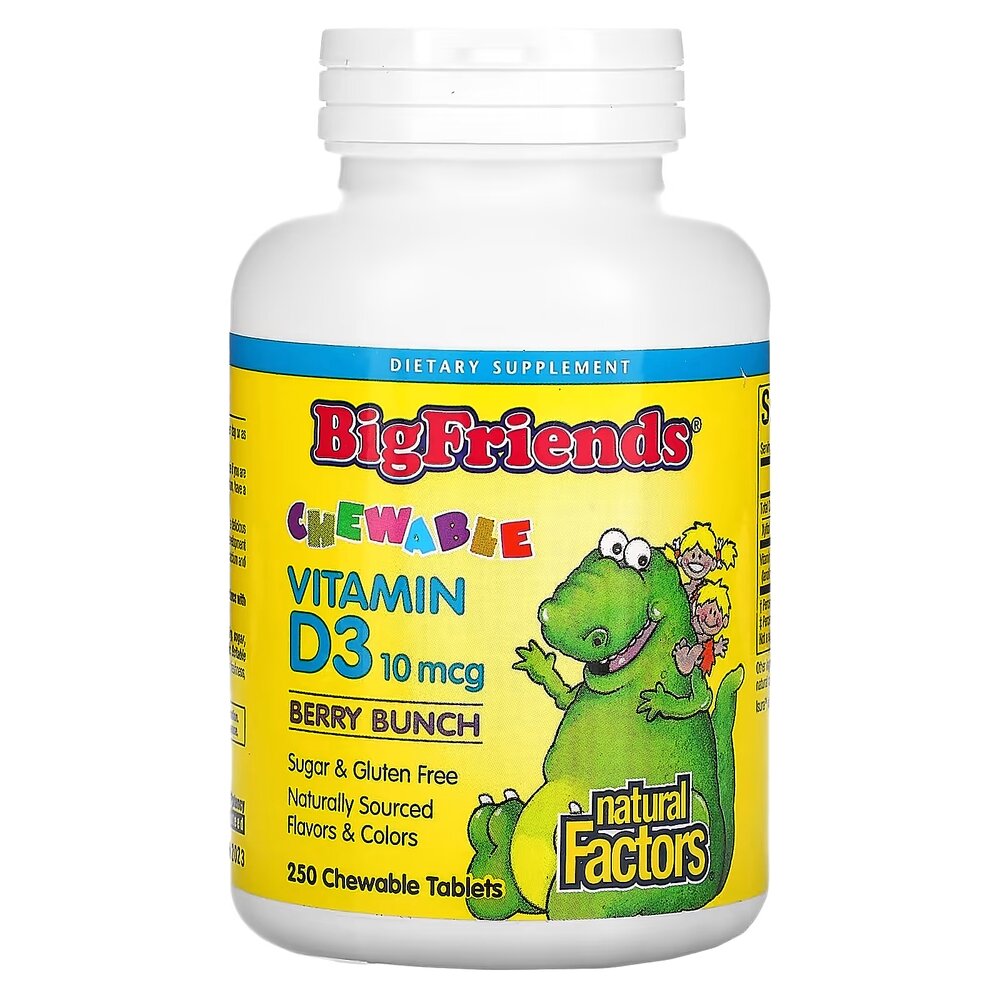 Вітамін D для дітей Natural Factors Big Friends Vitamin D3 400 IU, 250 жувальних таблеток